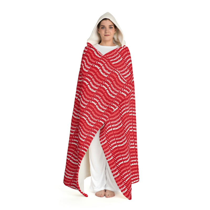 I Need Attention Hooded Blanket - Red